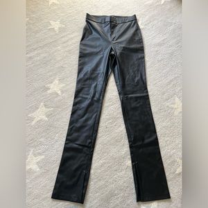 Zara Black Leather Pants with Slit NWOT